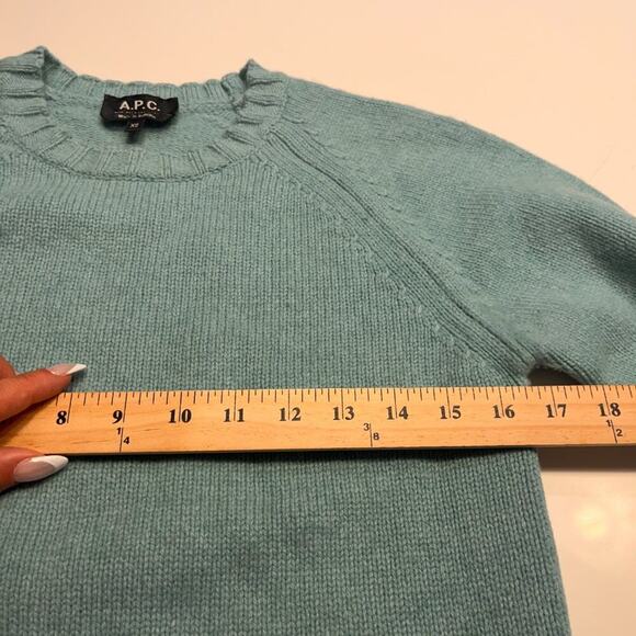 A.P.C. Turquoise Stirling 100% Wool Crewneck Sweater Sz XS MSrP $220 - Picture 10 of 11